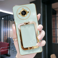 เคสโทรศัพท์ซิลิโคนนิ่มสุดหรูใหม่สำหรับ Realme 11 / Realme 11 Pro / Realme 11 Pro + / Realme 10T 5G Realme11พร้อมหัวเข็มขัดเหล็กสี่เหลี่ยมฝาปิดมีที่ยึด Realme 11 Pro Plus