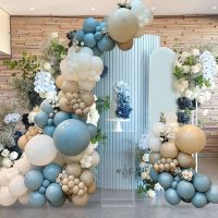 【LZ】✆  Macaron Azul Balão Garland Látex Balão Arch Kit Decoração de Festa de Aniversário Crianças Baby Shower Boy