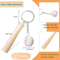 12 Pieces Mini Baseball Keychain with Wooden Bat for Sports Theme Party Team Souvenir Athletes Rewards Party Favors