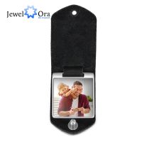 【CW】☍✜﹊  JewelOra Personalized Photo Leather Keychain Customize Jewelry 2 Colors Fashion Father Engrave Name for Men
