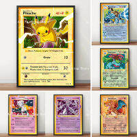 โปเกมอนญี่ปุ่นอะนิเมะศิลปะพิมพ์ Pikachu C Harizard Mew และ Mewtwo โปสเตอร์ห้องเด็กห้องนอนของขวัญผนังศิลปะตกแต่งบ้าน Cudros