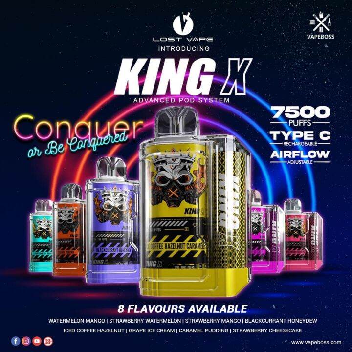 * KING X DISPO 7500 * LOST VAPE KING X DISPOSABLE POD RECHARGEABLE 7500