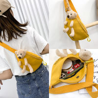 Canvas Fanny Pack Cute Bear Fanny Pack High Quality Canvas Belt Bags Female Fanny Pack Designer Crossbody Chest Bag