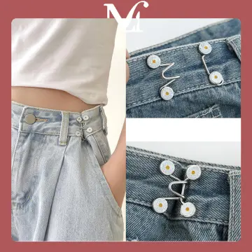2Pcs Detachable Metal Bear Tighten Waist Button for Women Skirt Pant Jeans  Adjustable Waist Clip Metal