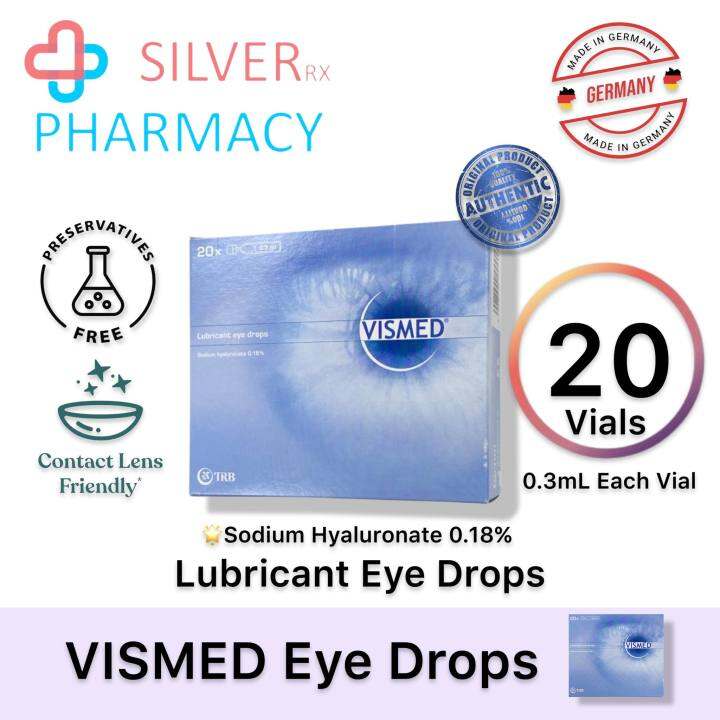 [Exp 09/2024] Vismed Eye Drops Sodium Hyaluronate 0.18 Unit Dose Eye Drops 0.3mL X 20 vials