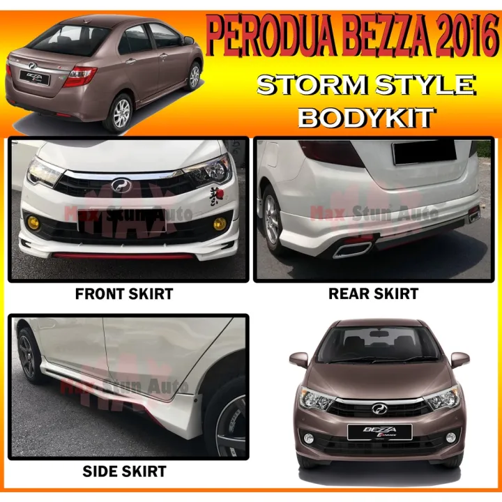 PERODUA BEZZA 2016-2019 STORM STYLE FULLSET BODYKIT (STORM V3) SKIRT ...