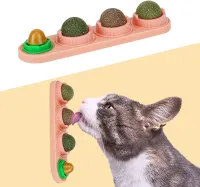 Catnip Ball Cats Toy Cat Mint Wall Ball Catnip Toys for Cat Teeth Clean Edible Rotating Removable Catnip Balls Healthy Cat Treat Toys