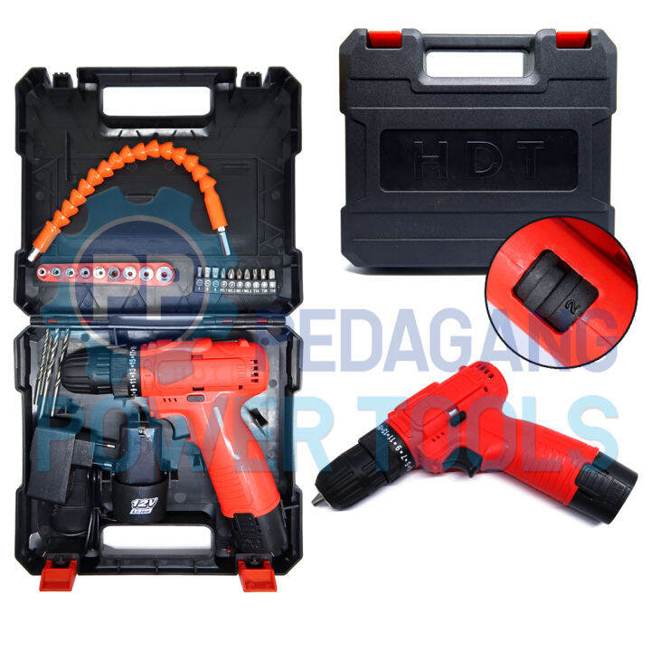 HDT CDD405 MESIN BOR CHARGER AKSESORIS CORDLESS DRILL BATERAI 12V SET ...