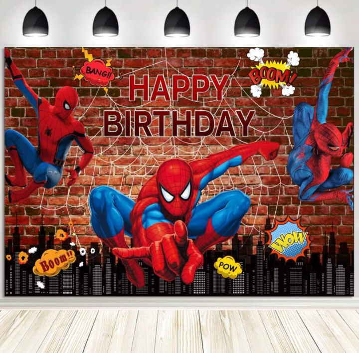 Spider Man Theme Birthday Photography Backdrop Superhero Spiderman ...