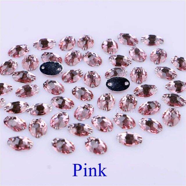 7x10mm Oval Shape Sew On Rhinestones With Two Holes Ellipse Crystals
