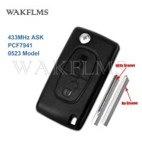 2 Buttons Remote Flip Key Car Key For Peugeot 207 307 308 407 2001-2005 433MHz PCF7941 Blade CE0523