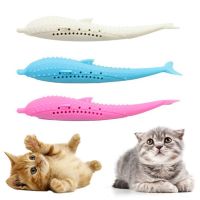 ZHILINGZHU Funny Fish-Shaped Silicone Clean Teeth Catnip Mint Soft Chew Toys Pet Cat Toy Toothbrush Cat Supplies