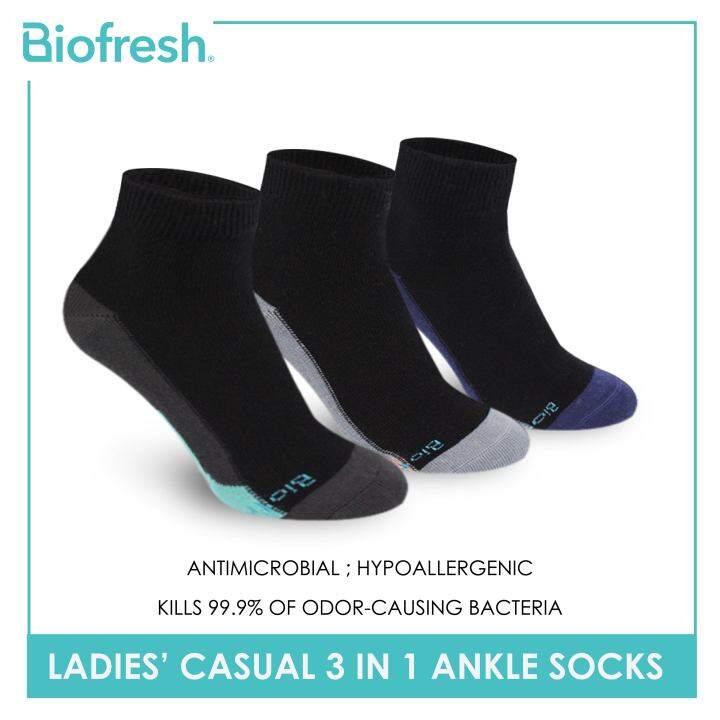 Biofresh Ladies’ Antimicrobial Lite Casual Ankle Socks 3 pairs in a