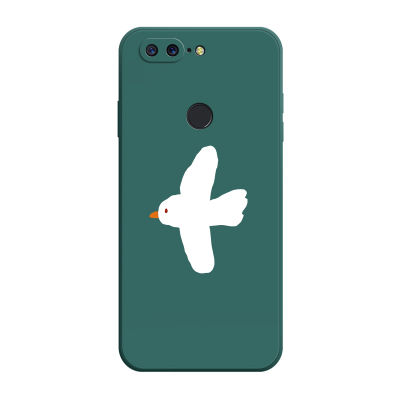เคส OnePlus 5T 5 เคสซิลิโคนเหลว ฝาครอบป้องกันนกการ์ตูน Flocking