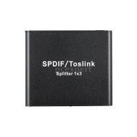 PCER◆SPDIF Toslink Digital Optical Audio Splitter 1x3 Optical Splitter Adapter 1 in to 3 Out with Power Adapter