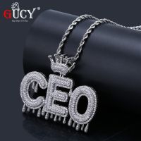 GUCY Custom Name Bubble Letters Chain Pendants Necklaces Iced Out Charms CZ Hip Hop Mens Jewelry With Gold Silver Tennis Chains