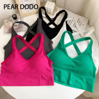 PEAR DODO เสื้อกั๊กแบบมีสายรัดด้านหลังสวยเซ็กซี่สไตล์เกาหลีพร้อมแผ่นรองหน้าอก