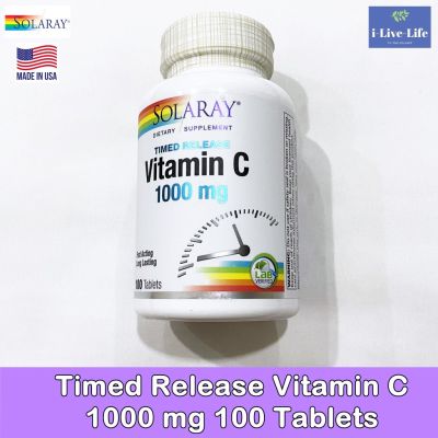 Vitamin C แบบ Timed Release 1000 mg 100 เม็ด - Solaray วิตซีธรรมชาติ+โรสฮิปและอะเซโรล่าเชอรี่ Vit C+Rose Hips+Acerola Cherry