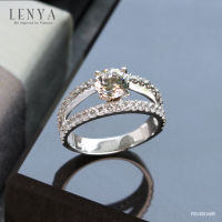 Lenya Jewelry แหวนเงินแท้ 925 ชุบทองคำขาว ประดับด้วย SWAROVSKI ZIRCONIA สีขาว สวยคลาสสิค เสริมบุคลิกเพิ่มความมั่นใจ