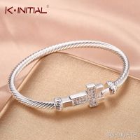 【hot】♨  Kinitial Sideways   Bangles with Twist Bangle Cuff Fashion Jewelry