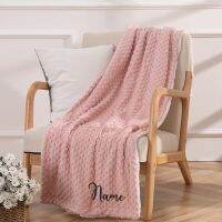 【CW】❈  Embroidered Name Personalized Customization Childrens Baby Blanket Layer Thickened Lamb Fleece Sofa Quilt