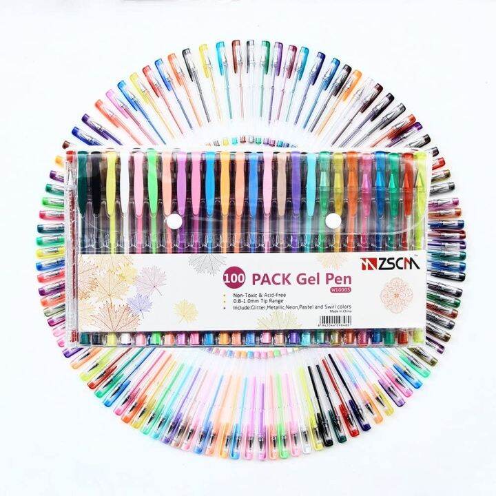 120 Colors ZSCM Glitter Sparkle Gel Pen Set Colored Art Markers Ink
