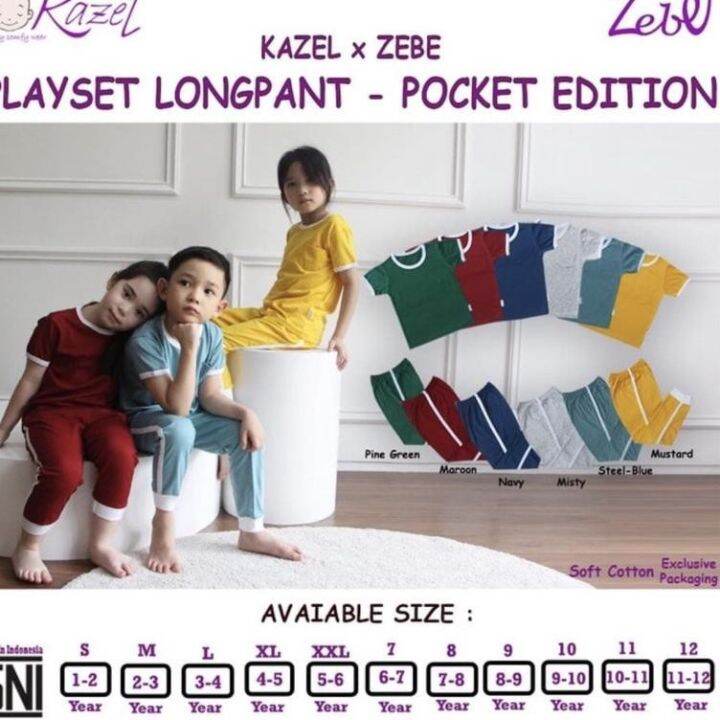 แบรนด์เทศกาล-kazel-x-zebe-playset-longpants-pocket-edition-เสื้อเชิ้ตสูท-สําหรับเด็ก