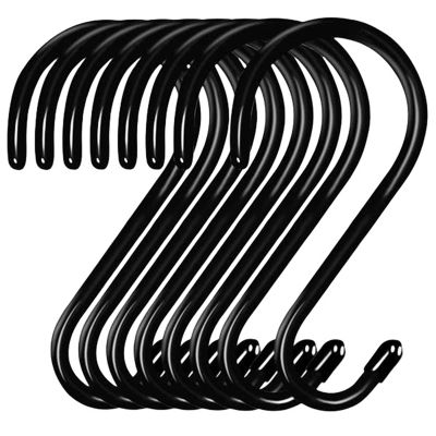 8 Pcs Large Vinyl Coated S Hooks 6 Inch Non Slip Heavy Duty S Hook for Hanging, Steel Metal Rubber Coated Closet Hook