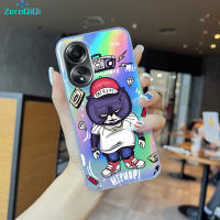 ZeroQiQi เคสโทรศัพท์สำหรับ OPPO A58 4G A78 4G เคสบัตรเลเซอร์ลายการ์ตูนเคสโทรศัพท์ลายการ์ตูนแพนด้าสีรุ้งโปร่งใสเคสโทรศัพท์ขอบบางเฉียบ TPU นุ่มเป็นพิเศษขอบเคสกันกระแทกมีสีสันในตัว