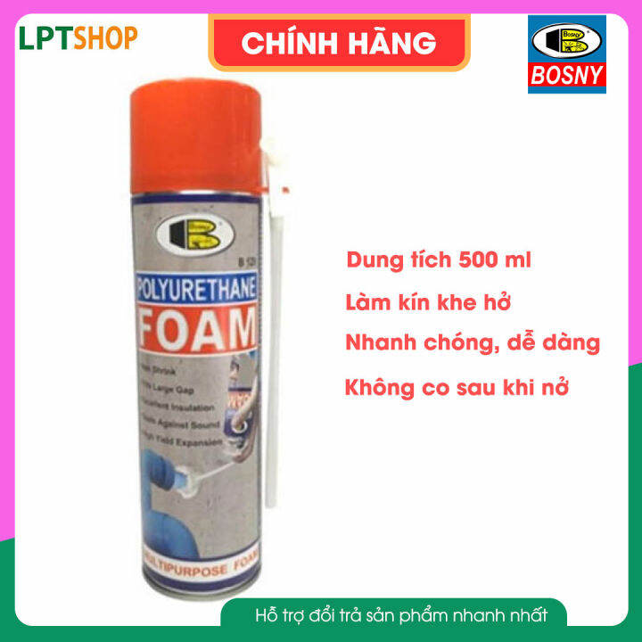 Chai Xịt Bọt Nở Bosny Polyurethane Foam Pu Foam B129 Dùng Trám Lổ Chuột Ngăn Côn Trùng Dung 9660