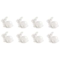 8X Cute Mini White Ceramic Rabbit Home Decoration Ornaments Mini Landscape Craft Jewelry White Porcelain Medium