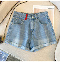 PEAR DODO ชุดกระชับรุ่นเกาหลีแบบหลวมเอวสูง Celana Pendek Denim ทรงเอไลน์สำหรับผู้หญิง