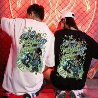 “Free Shipping”【Laa】｛COD｝ Trendy nd hip-hop Korean loose short-sleeved T-shirt mens European and American style trend student Harajuku bf five-point top uni