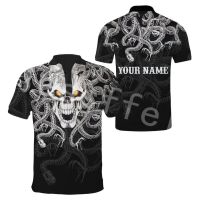 Crazy Skull Tattoo Camo Summer Mens 3D Print Polo Shirts Streetwear Short Sleeve Man T-Shirt Casual Clothing Style-S32