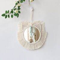 Boho Macrame กระจกติดผนังการตกแต่งบ้านกระจกตกแต่งผนังห้องตกแต่งสวยงามกระจกติดผนัง S สำหรับห้องนั่งเล่นตกแต่งห้องน้ำ