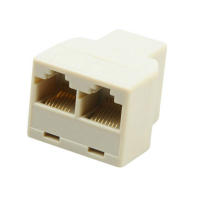 3Pcs 1 To 2 Way LAN Ethernet Network Cable RJ45 Female Splitter Connector Adapter