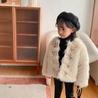 Kids Girls Faux Fur Coat Autumn Winter Fashion New Children Girls Warm Outerwear Casual Outfits