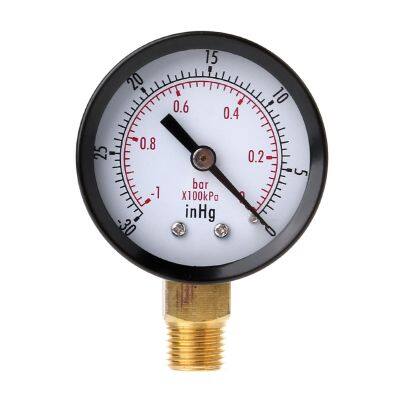 แบบพกพา Dual Scale Dial Gauge 1/4 "NPT -30HG/0PS เครื่องวัดความดันสูญญากาศ Manometer 2" Dial เครื่องวัดความดันแบบดิจิตอล