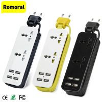 Universal Jack Power Strip EU Plug 4 USB Port Power Cable Extension Socket Adapter Travel Power Strip Charger Smartphones Tablet