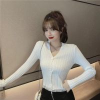 ?เสื้อถักไหมพรมแขนยาว เสื้อแฟชั่นหญิง ซีทรูบางๆ sexy ใส่สบาย สไตล์เกาหลี?