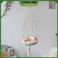 ZZEWEA ตะกร้าบ้านแมวของตกแต่งแบบแขวนที่จัดเก็บผลไม้ชิงช้าแขวน Macrame เปลญวนแมว