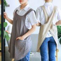 【Miki Xinyuan】 Simplestyleand Linen Apron Women 39; S Home Comfortable Overalls Flower Shop Retro Exquisite Lace-Free Bib90x72x27