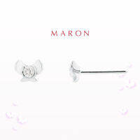 MARON - Happy Butterfly Stud Earring with White Zircon เงินแท้925 ชุบ White Gold