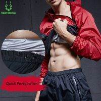 Vansydical Men Hot Sweat Sports Jackets Zipper Running Tops Windproof Outdoor Sport Hoodies Quick Perspiration Gym Sauna Clothes