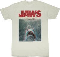 Jaws T-Shirt Distressed 3D Movie Poster Natural Tee