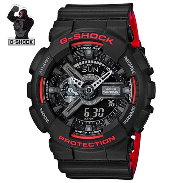 casio-g-shock-นาฬิกาข้อมือผู้ชาย-สายเรซิ่น-รุ่น-ga-110hr-1a-red-and-black