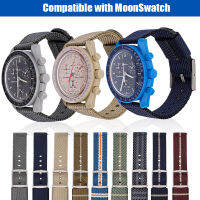 สายผ้าทอไนลอนสำหรับความร่วมมือ Omega Moonswatch สแตนเลสหัวเข็มขัดเหล็กสายนาฬิกาข้อมือวงแบบปลดเร็วสำหรับนาฬิกาดวงจันทร์20มม.