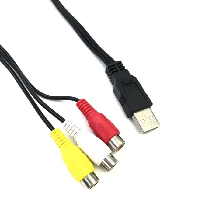 USB Male to 3RCA RGB Female AV Audio Video Composite Cable Cord Adapter Converter Connector