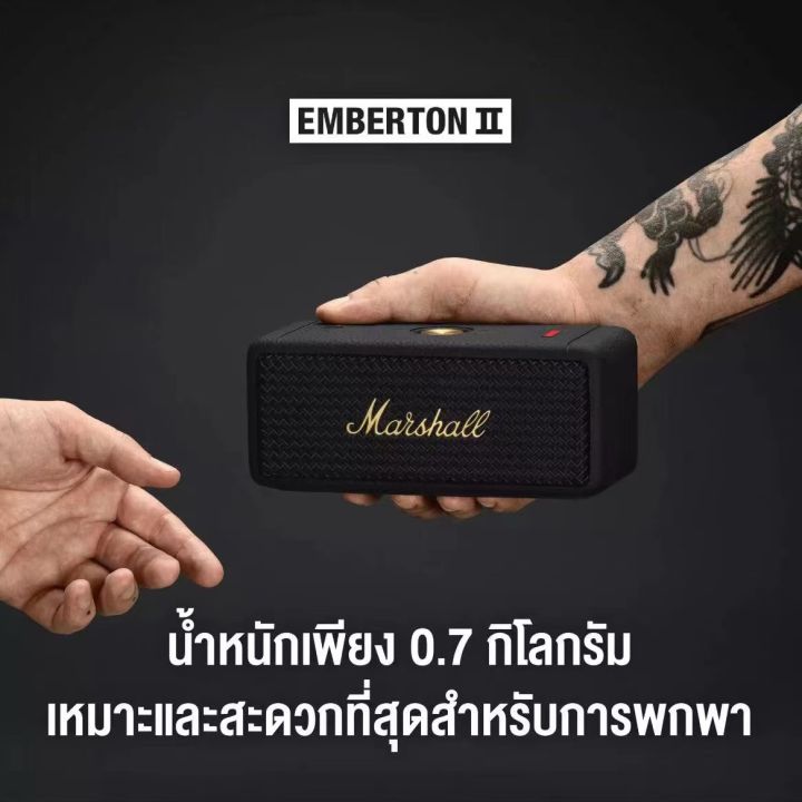 ข้อเสนอพิเศษล้างสต็อก-marshall-emberton-ทองดำ-ลำโพงบลูทูธ-แบบพกพา-bluetooth-speaker-ลำโพงมาร์แชลล์-marshall-ลำโพง-ลำโพงคอมพิวเตอร์-รับประกันร้าน