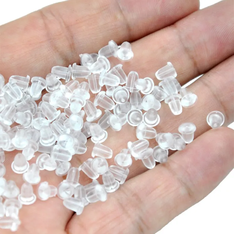 200/100pcs Rubber Silicone Round Earring Back Plugging Stoppers